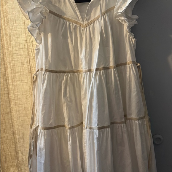Women's Cream Ruffle Tiered Maxi Dress - Picture 3 of 4